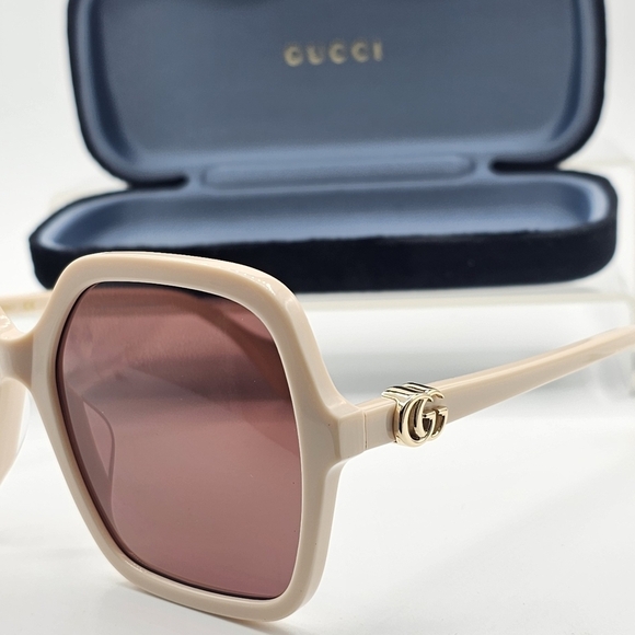 GUCCI GG1072S 004 Ivory/Brown Women Sunglasses Large